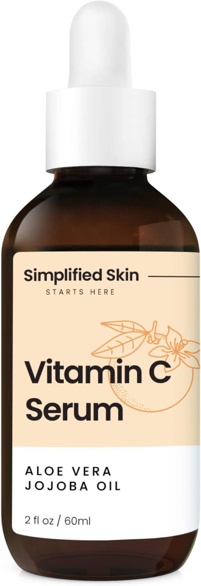 Simplified Skin Vitamin C Face Serum – 20% Vitamin C, Hyaluronic Acid, Vitamin E – for Hydrating & Glowing Skin - Antioxidant Skin Brightening Serum – 2 Fl Oz