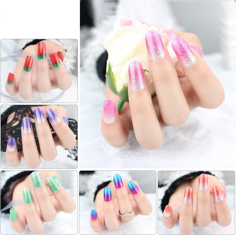 Amazon Com Viwieu Full Nail Art Stickers Decals Glitter Nail Polish Wraps 72pcs For Women Girls Kids Self Adhesive Gradient Cocktail Nail Strips Fake Nail Decoration For Thanksgiving Christmas New Year Beauty