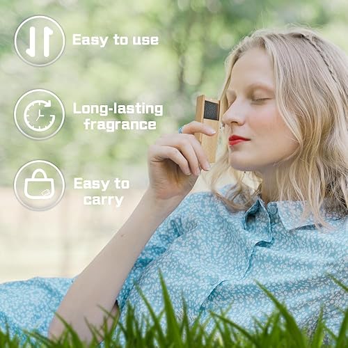 Miniatura 5 de Ikeda - Ambientador para automóvil caja de madera con difusor de fragancia, aromas para automóvil, con un aceite esencial, con piedra volcánica,