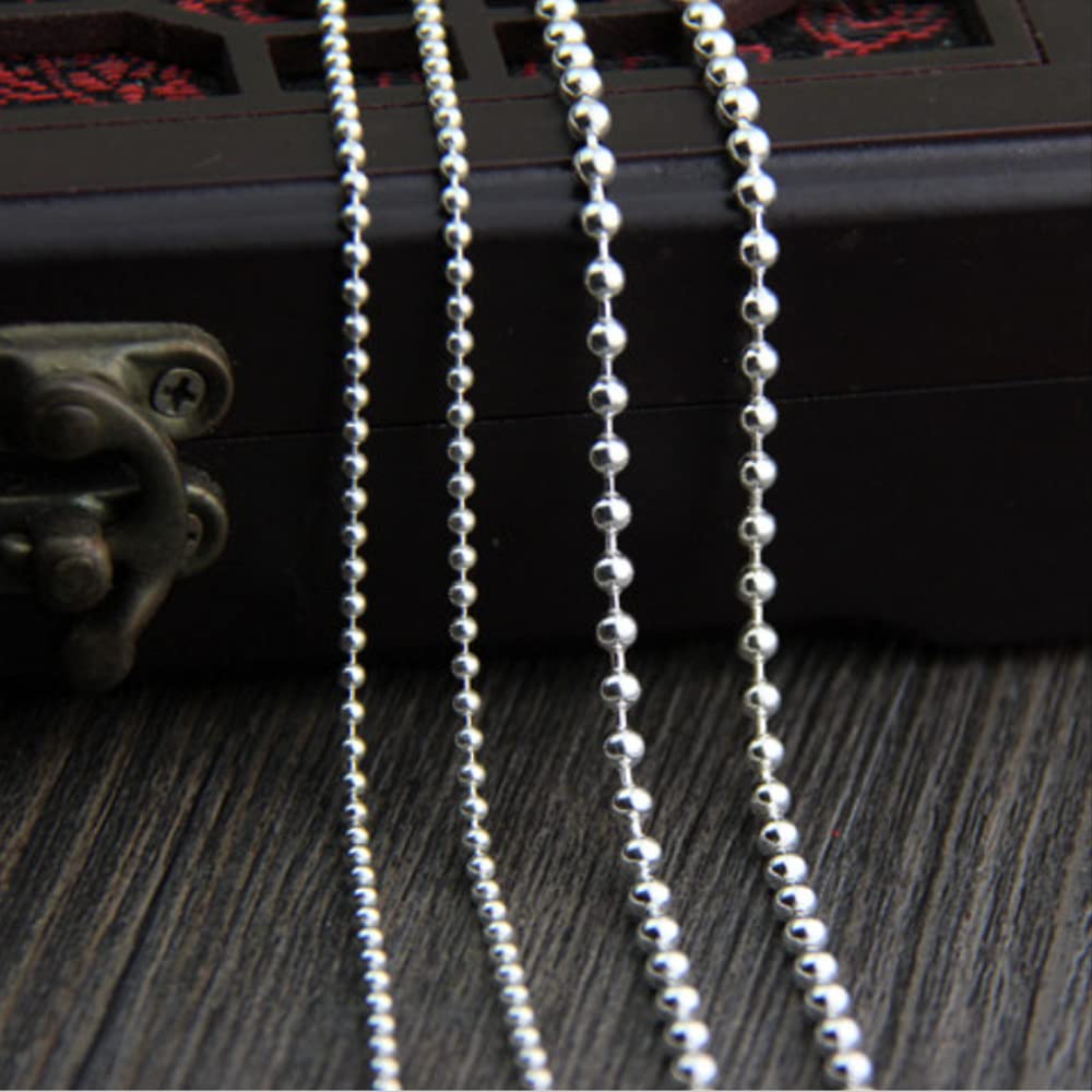 Collar de cadena de bolas brillante puro para hombre y mujer, joyería unisex con cuentas redondas sólidas s925, regalo