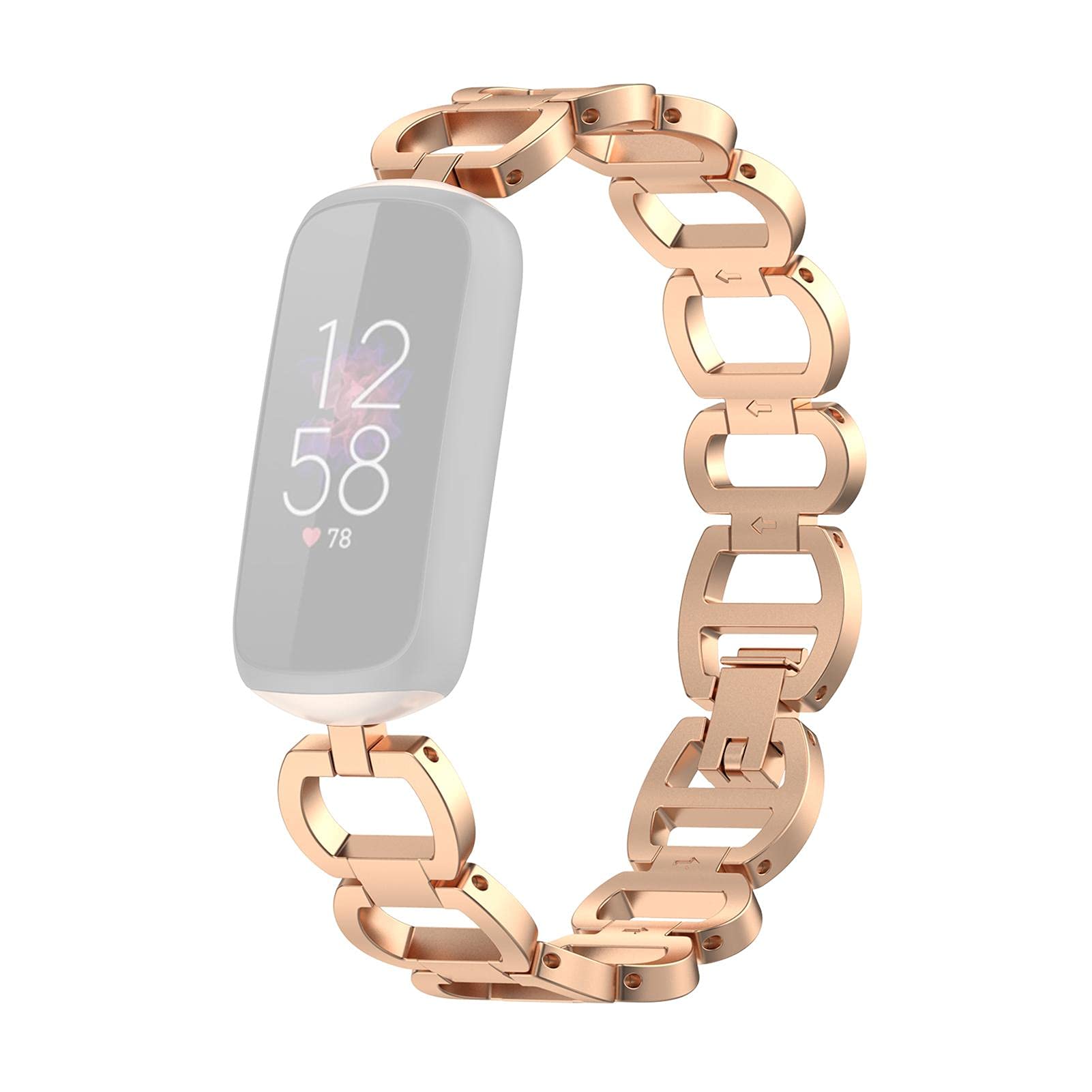 Metal Strap,Compatible with Fitbit Luxe Metal Strap,Classic Metal Wristband Arm Bands Chain Bracelet Replacement for Luxe Activity Tracker (Yellow)