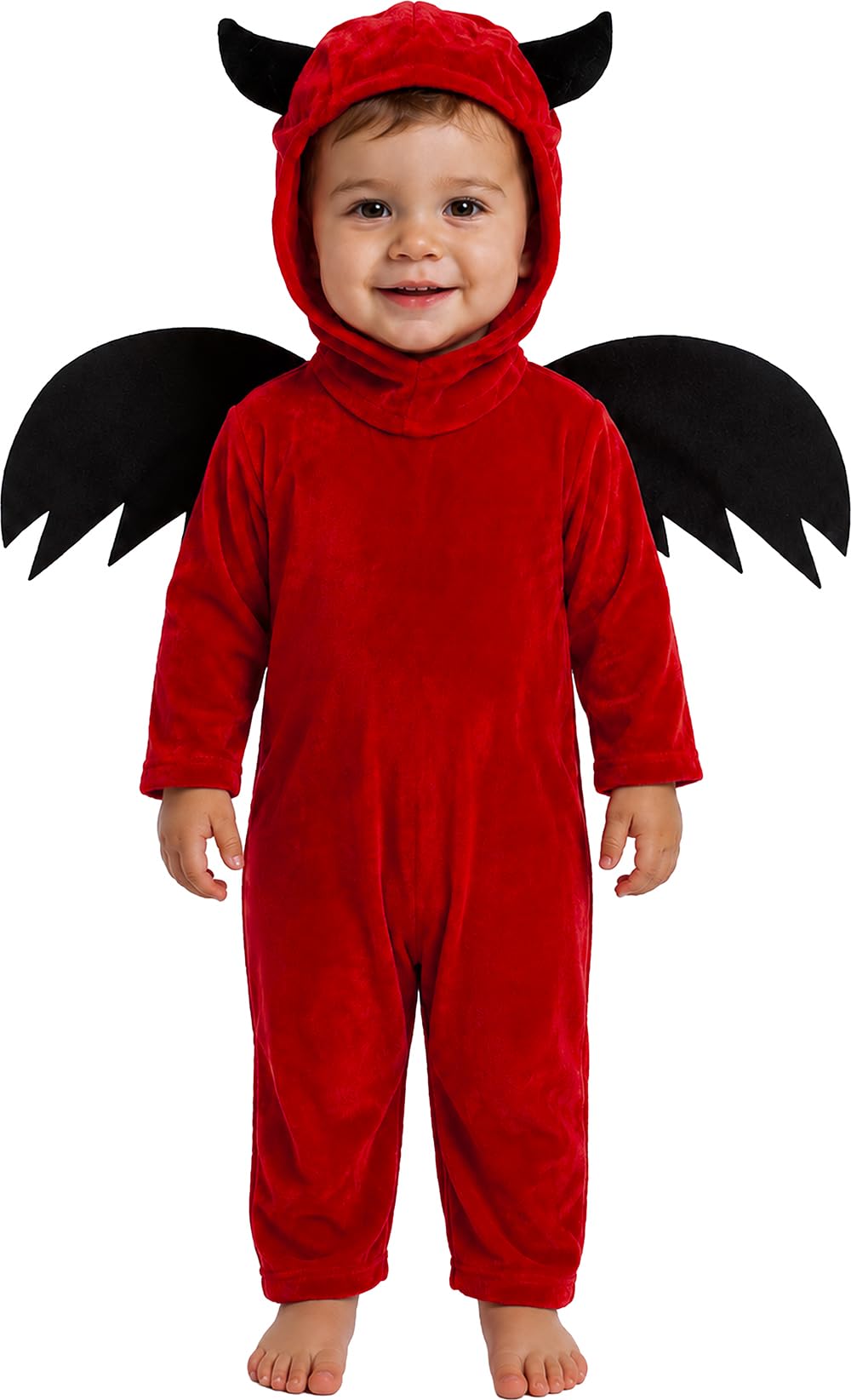 FIESTAS GUIRCA | Costume di Piccolo Diavolo Bambini - Ali, Cappuccio e Tuta - Costumi di Halloween, Diavoli e Demoni per Feste in Maschera - Ideale per Bambini