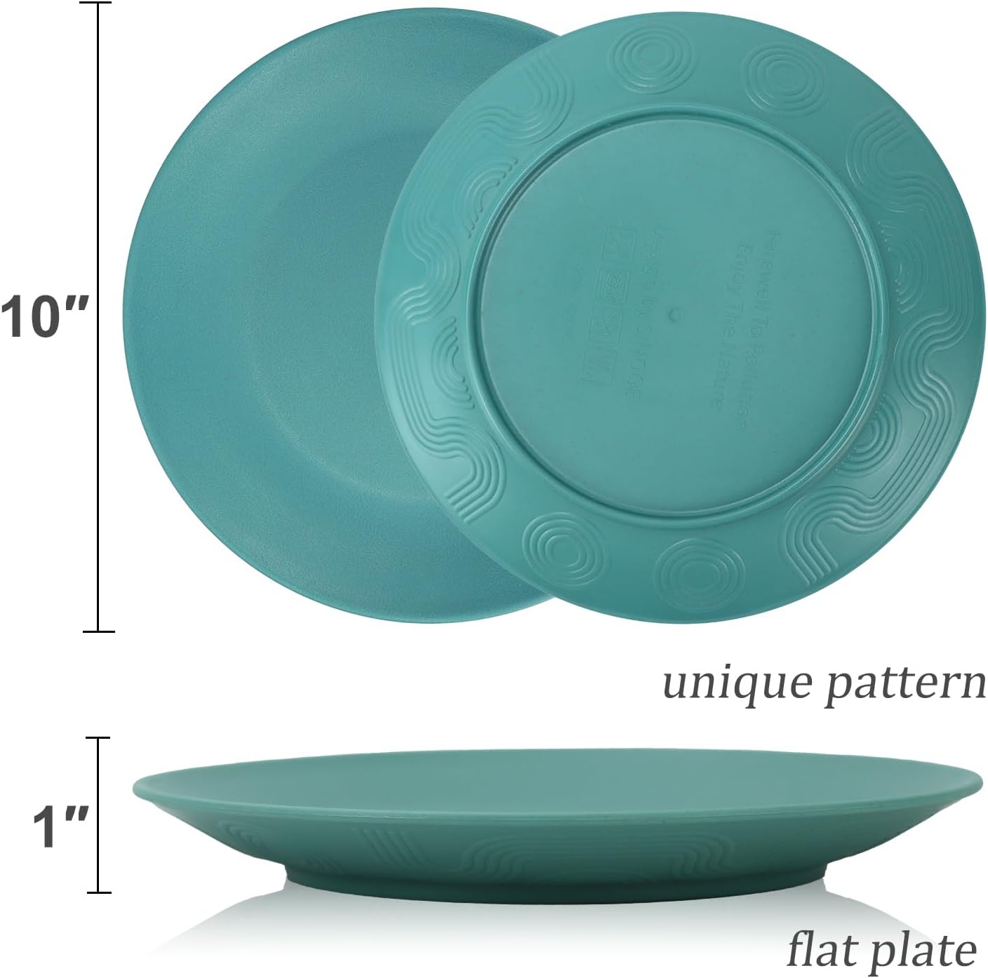 Wrova Wheat Straw Dinner Plates 10 Inch Unbreakable Set of 8 - Dishwasher & Microwave Safe Plastic Plates Reusable - Lightweight Plates for kitchen,camping,salad,appetizer - Colorful - Image 3