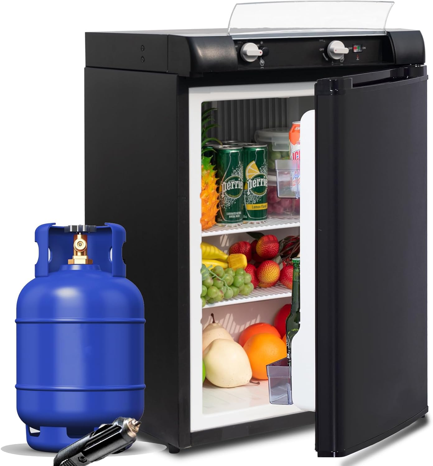SMETA 2.1 cu ft 3-way propane fridge freezerless in black for camping and RV use