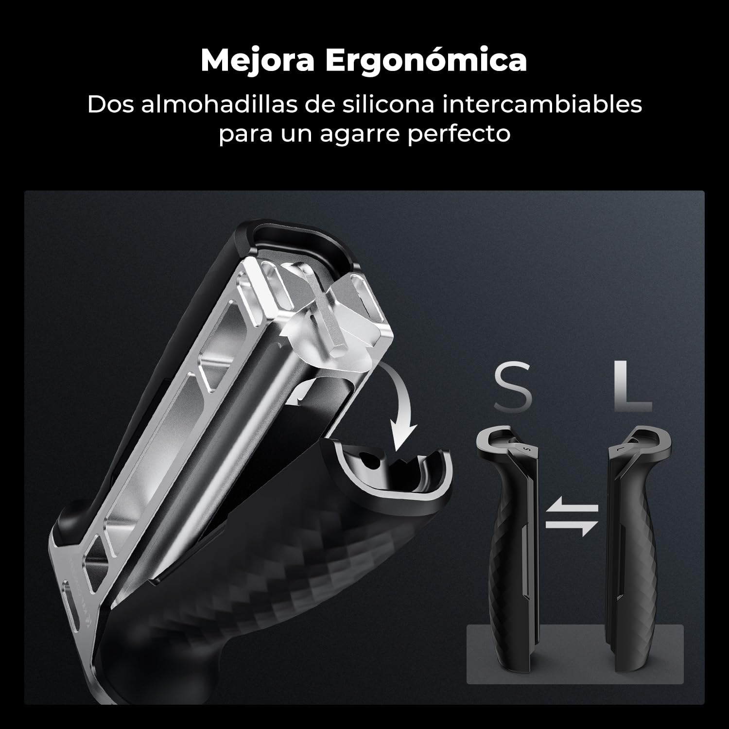K&F CONCEPT Mango Lateral NATO para Jaulas de Cámara | Side Handle Ergonómica Universal 40mm Ajustable Arriba/Abajo con Adaptador de Zapata Rosca de 1/4" y 3/8" - PP31