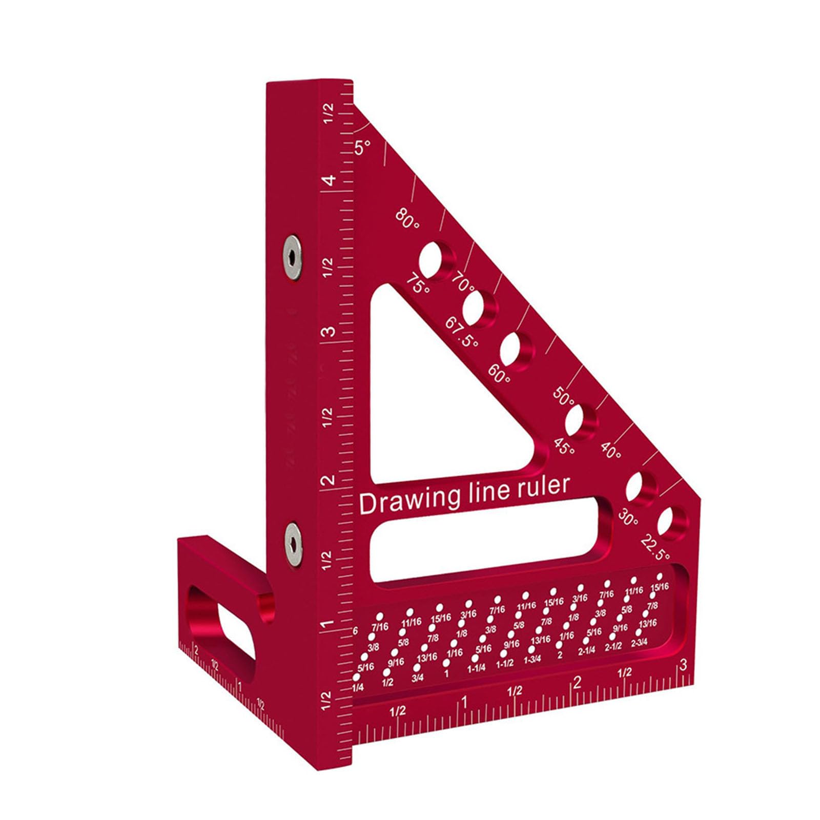 3D Multi-Angle Measuring Ruler,22.5/30/45/60/67.5/90 Degree Aluminum Alloy Saddle Square Ruler Protractor, Hole Position Scribing Ruler 45/90 Degree Drawing Line Ruler