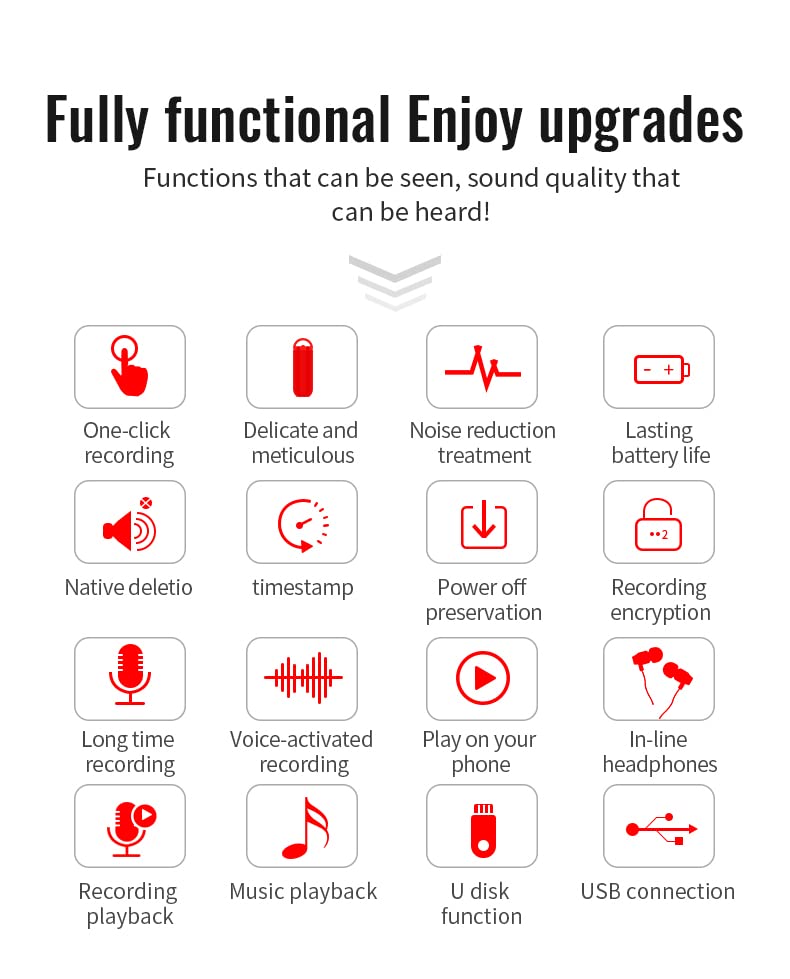 ZCMMF Mini Pendant Activated Voice Recorder Audio Recording Dictaphone Digital Voice 8GB