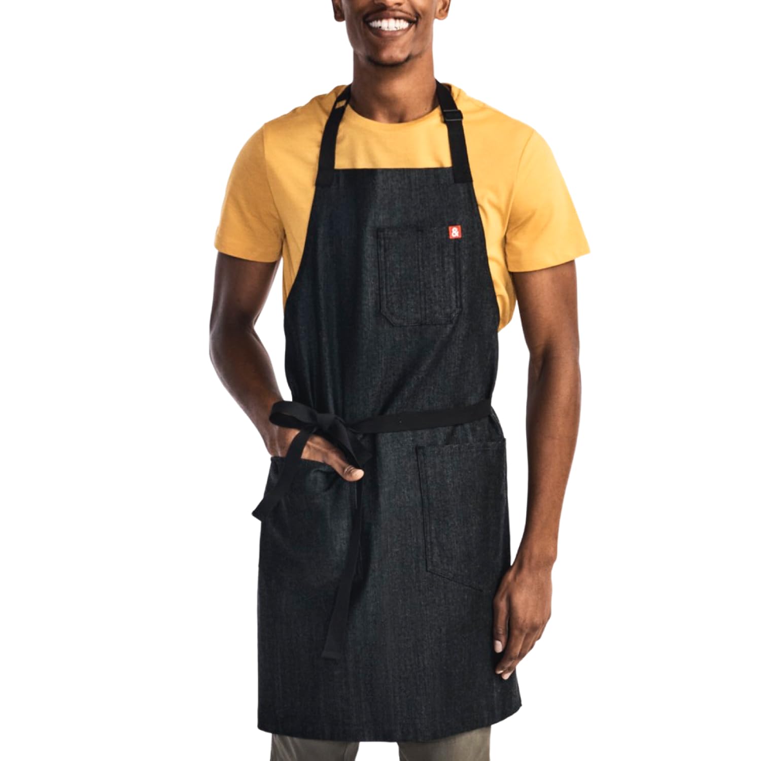hedley & bennett Essential Apron - Professional Chef Apron with Pockets and Cross Back Straps for Cooking & Grilling - Chef Aprons for Men & Women - 8oz 100% Cotton Twill Fabric - Abalone Black