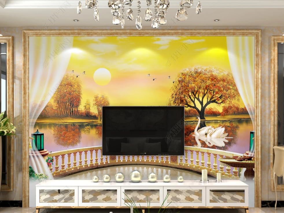 Papier peint peinture à l'huile haut de gamme mural intissé moderne salon 350 x 256 cm