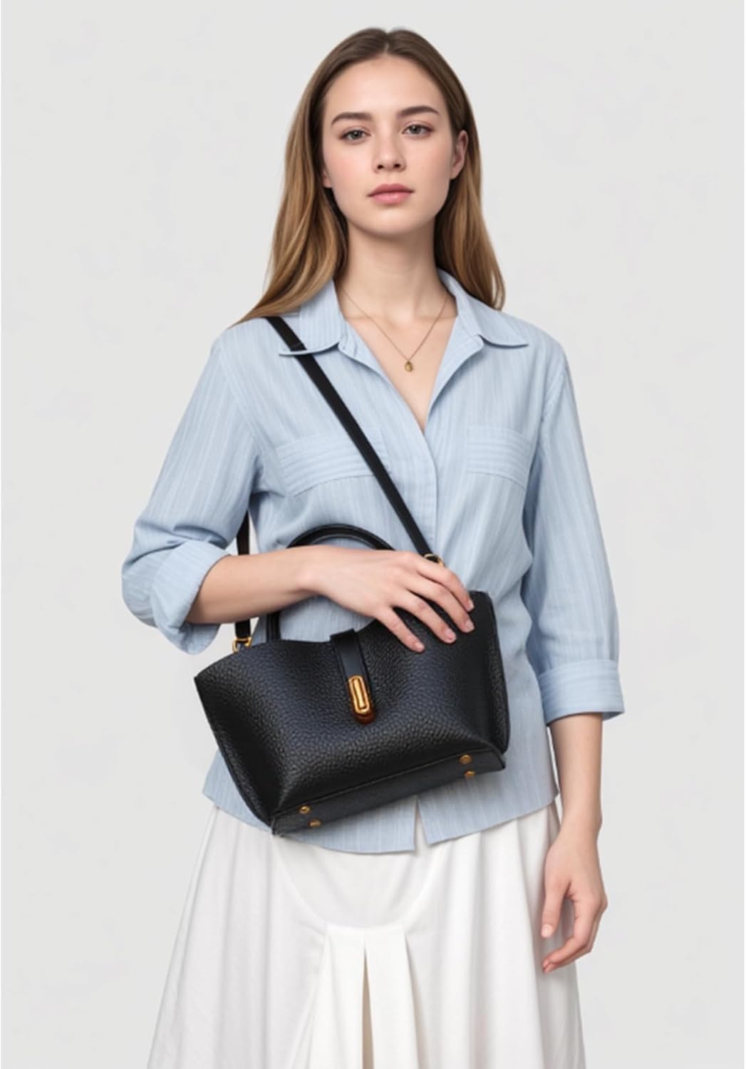 Chic PU Crossbody tote bags for women - Lock Clasp shoulder handbag for Work and Daily Use, Versatile Handbags for Women - Image 2