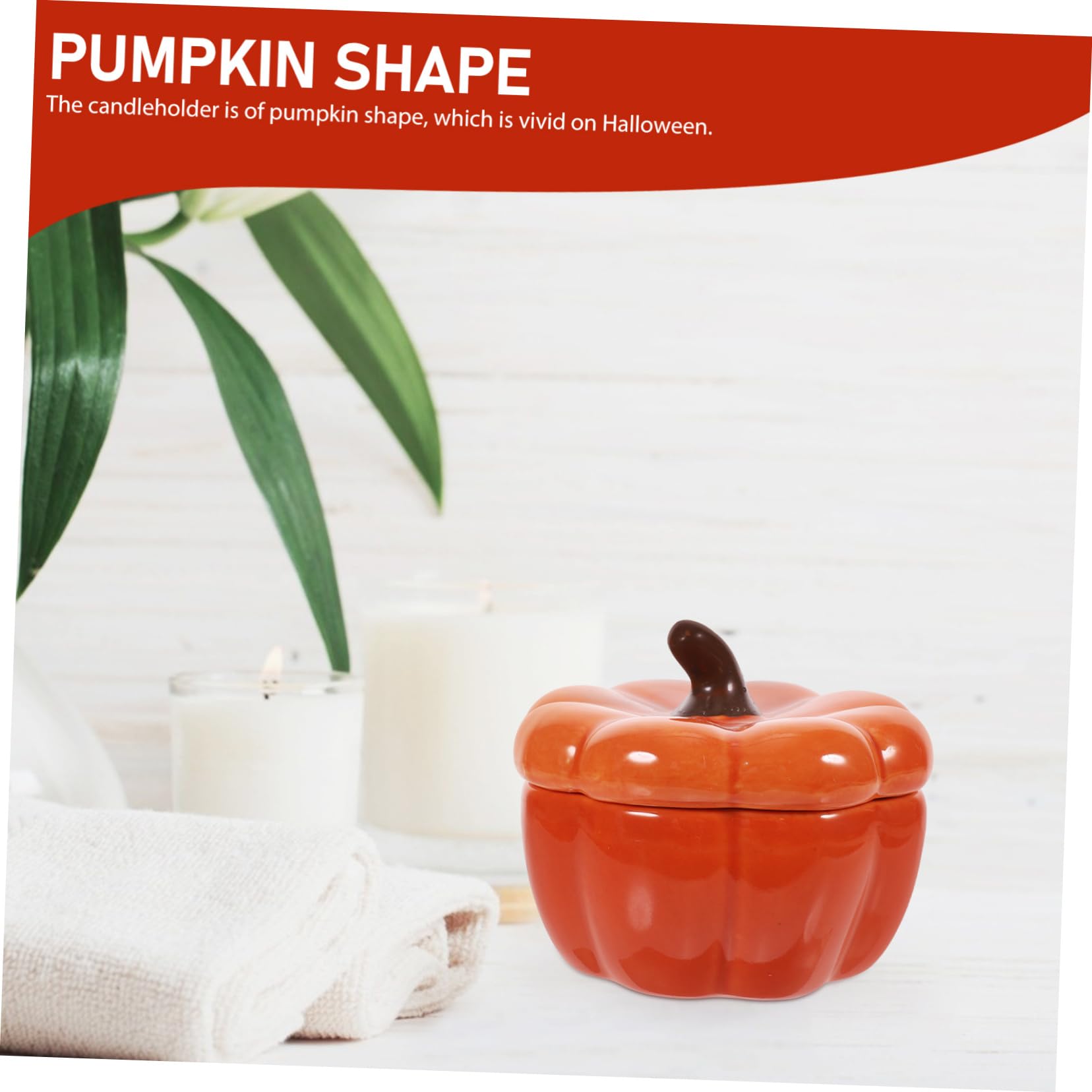Ciieeo 1 Pieza Soporte para Velas de Calabaza de Cerámica Naranja Decoración de Halloween Portavelas Estable y Práctico para Mesas y Hogar