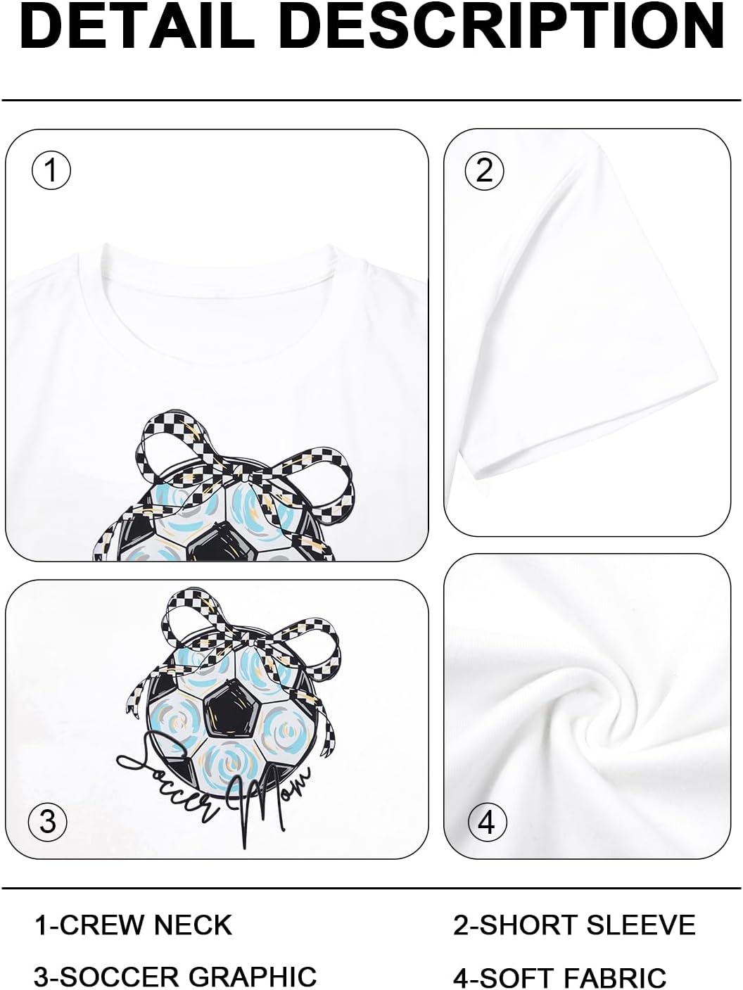Soccer Cup 2026 Shirt Women Soccer Mom Shirts Soccer Season Jersey Bow T-Shirt Game Day Short Sleeve Tee Tops