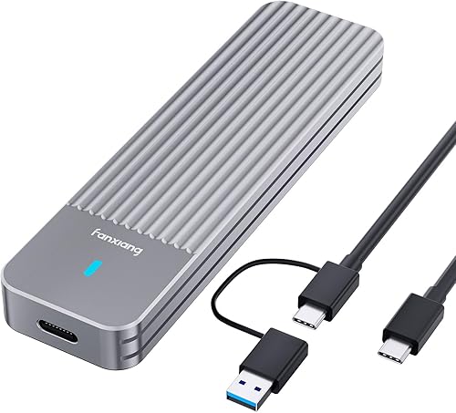 fanxiang M.2 NVMe / SATA Enclosure, Dual-Protocol SSD Enclosure USB 3.2 Gen2 10Gbps, Up to 4TB M Key/B+M Key, With 2-In-1 Cables for 2230/2242/2260/2280—MD87 - 1