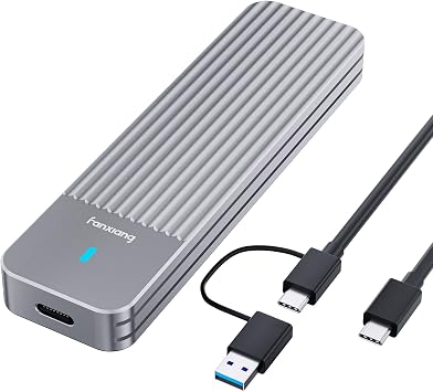 fanxiang SSD Enclosure, USB 3.2 Gen 2 10 Gbps, M.2 NVME/SATA SSD Enclosure, USB Adapter/Reader, Solid State Drive External Enclosure, Supports M and B+M Keys and Size 2230/2242/2260/2280 SSDs, MD87