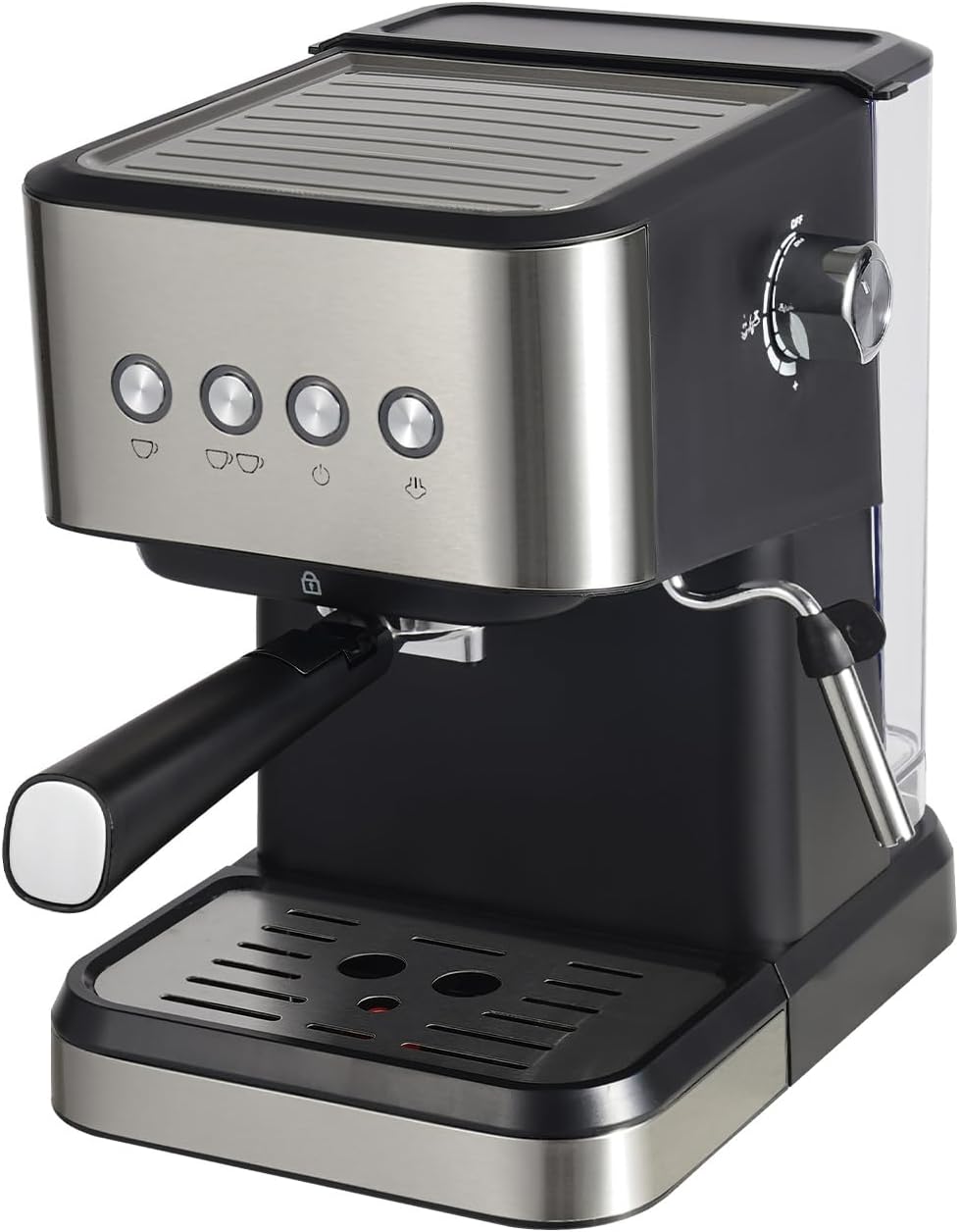 Stovetop Espresso Maker Aluminum Alloy & Stainless Steel Construction with Steam Wand, Perfect for Home/Office Use (50oz Capacity)