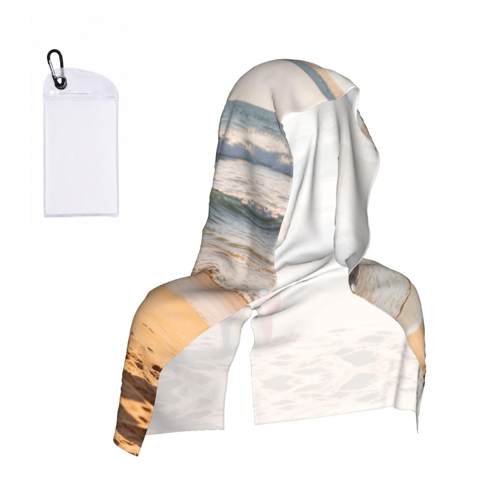 CNTDBU Surfboard Wave Beach Cooling Towel Hooded-Instant Chill Neck Cover for Sports, UV Cooling Rag for Running Gym