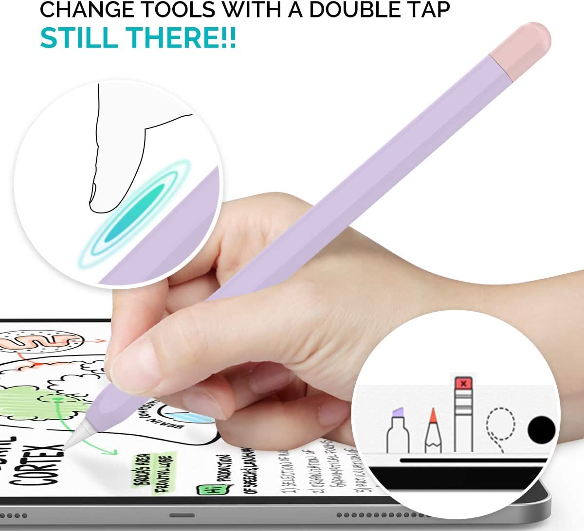 Meyaar Pencil Case Compatible with Apple Pencil 2nd Generation Case, Sleeve Silicone Cover Accessories for Apple Pencil 2nd Generation (Pink) — Amazon image 5