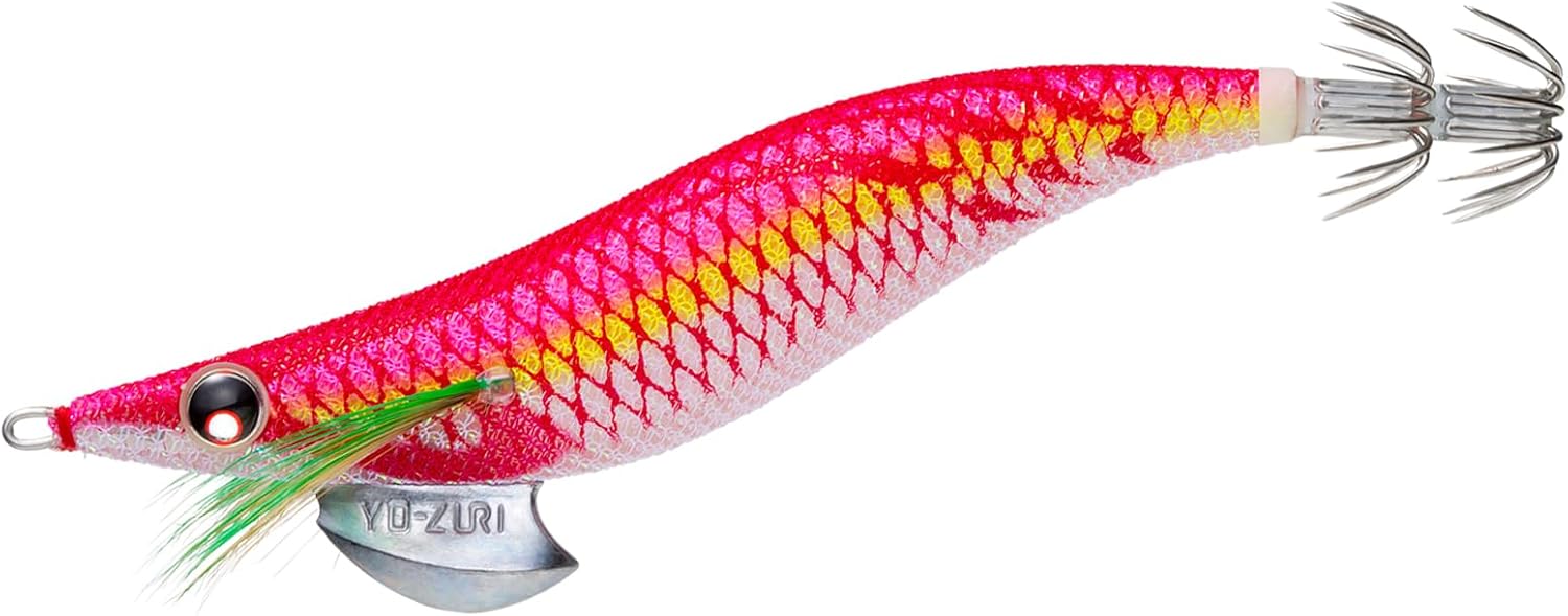 Duel YO-Zuri A1030N-LP Egi Squid Fishing Lure, Aolly Q Squid, Fishing Gear, Fishing Gear, Bait Wood, Squid, No. 2.5, Luminous Pink