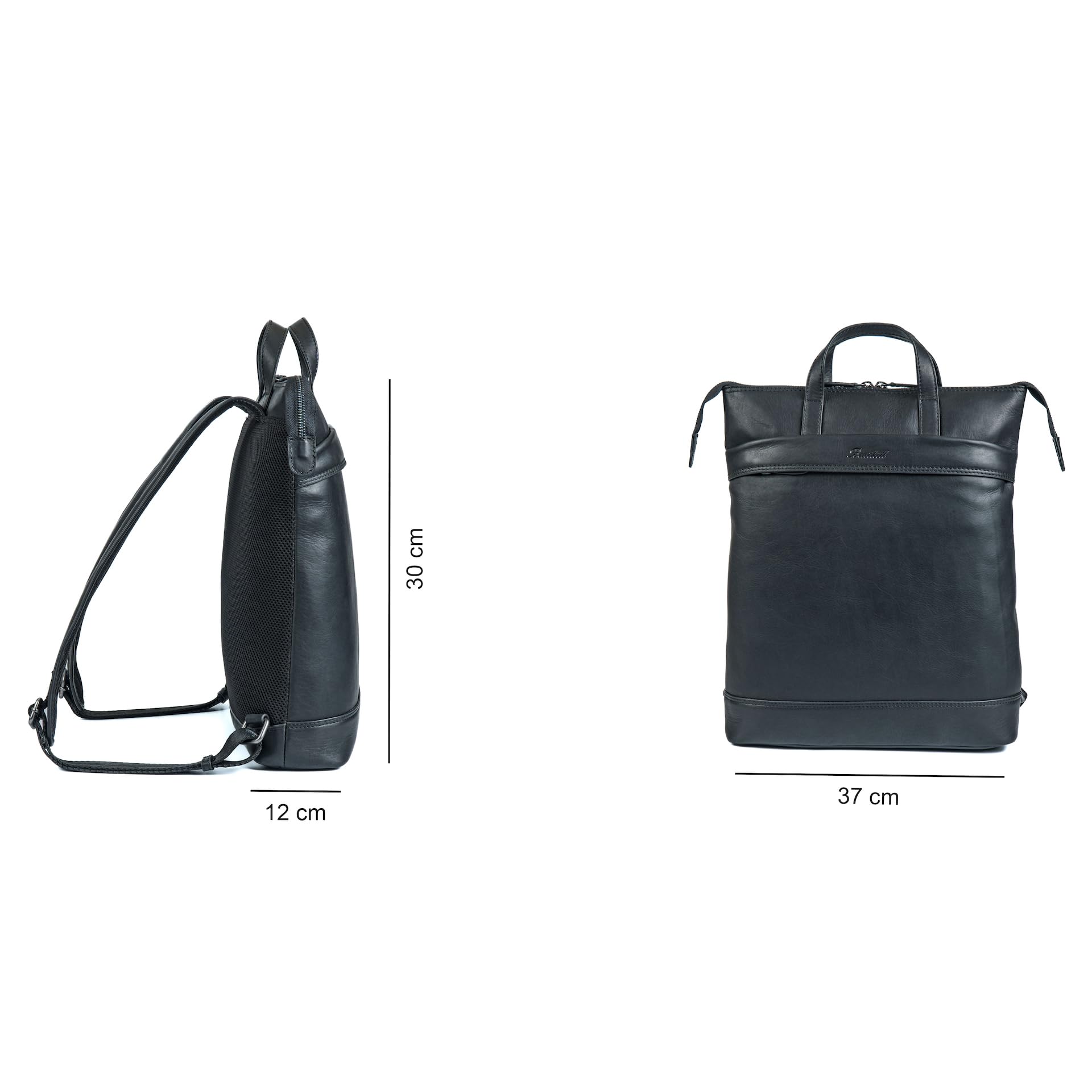 Benthill Torba listonoszka z prawdziwej skóry - plecak na ramię plecak rowerowy plecak trekkingowy - damski plecak męski - skórzany plecak, Czarny (Black)