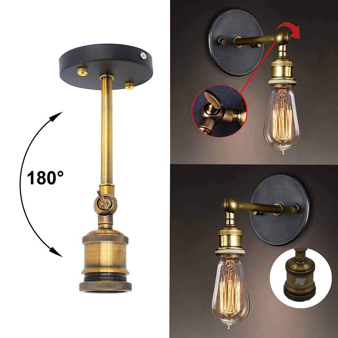 UNI Lot De 2 Rétro Vintage Applique Murale Industrielle E27 22cm LED Appliques Murales Escaliers Salle De Bains