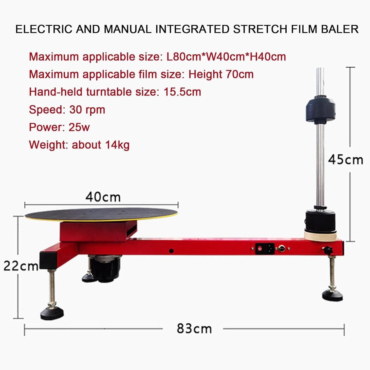 Elektrische Stretchfolien-Wickelbank, robuste Spendermaschine, Palettenbox-Wickeltisch für 30,5–71,1 cm