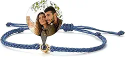 Pulseira com pingente de foto personalizada - Lembrança personalizada com memória envolta, feita à mão para presentes exclusivos de Dia dos Namorados, aniversário, aniversário ou ocasiões
