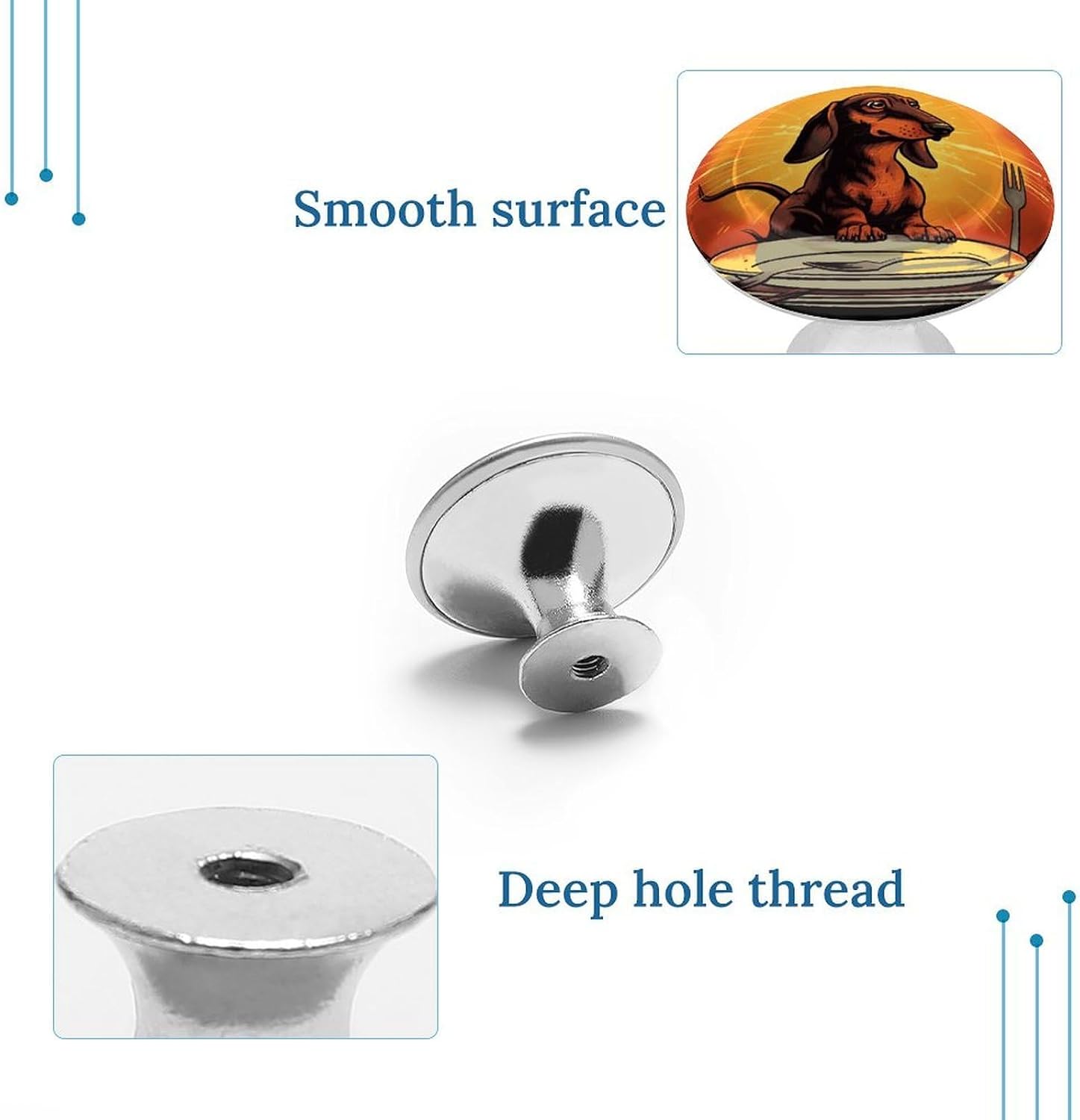 2 Pack Cabinet Knobs,Decorative Drawer Pulls, Dachshund image 4