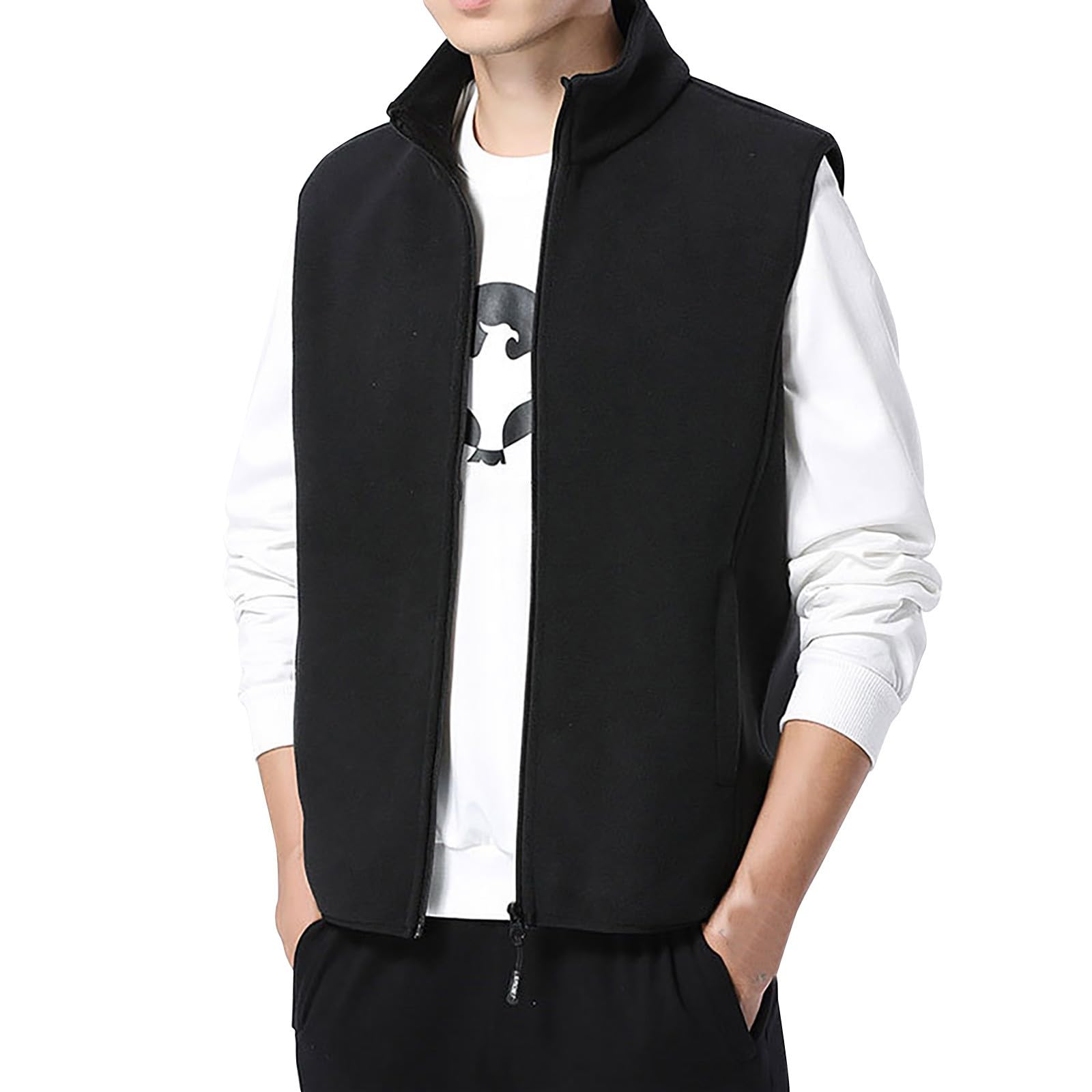 Gilet da uomo nero, gilet estivo in lino, gilet invernale con