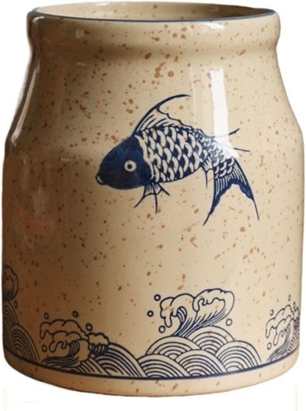 Utensil Holde Farmhouse Kitchen Utensil Holder for Countertop, Decorative Large Utensil Holder, Ceramic Utensil Crock Flatware and Spatula Storage Organizer Utensil Crocks