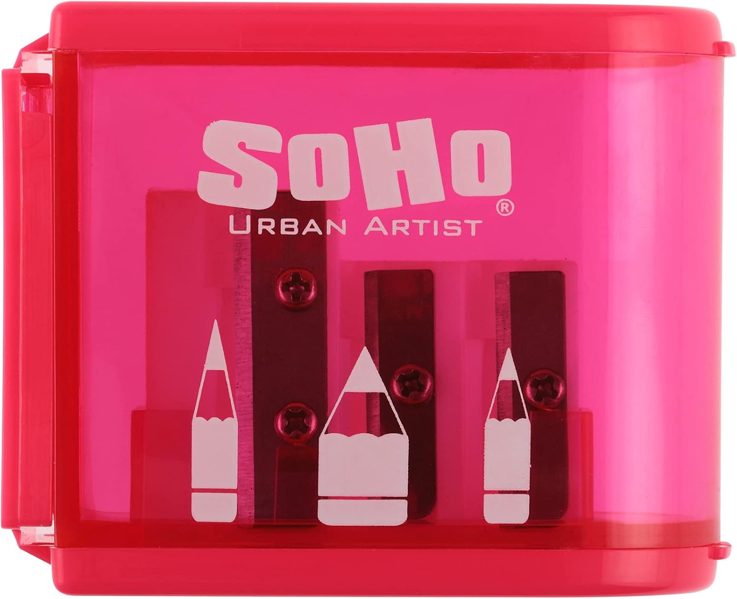 SoHo Urban Artist 3-Hole Pencil Sharpeners 24 Pack - Perfect for Sharpening On The Go, Back to School, Artists of All Levels, & More! - Pink