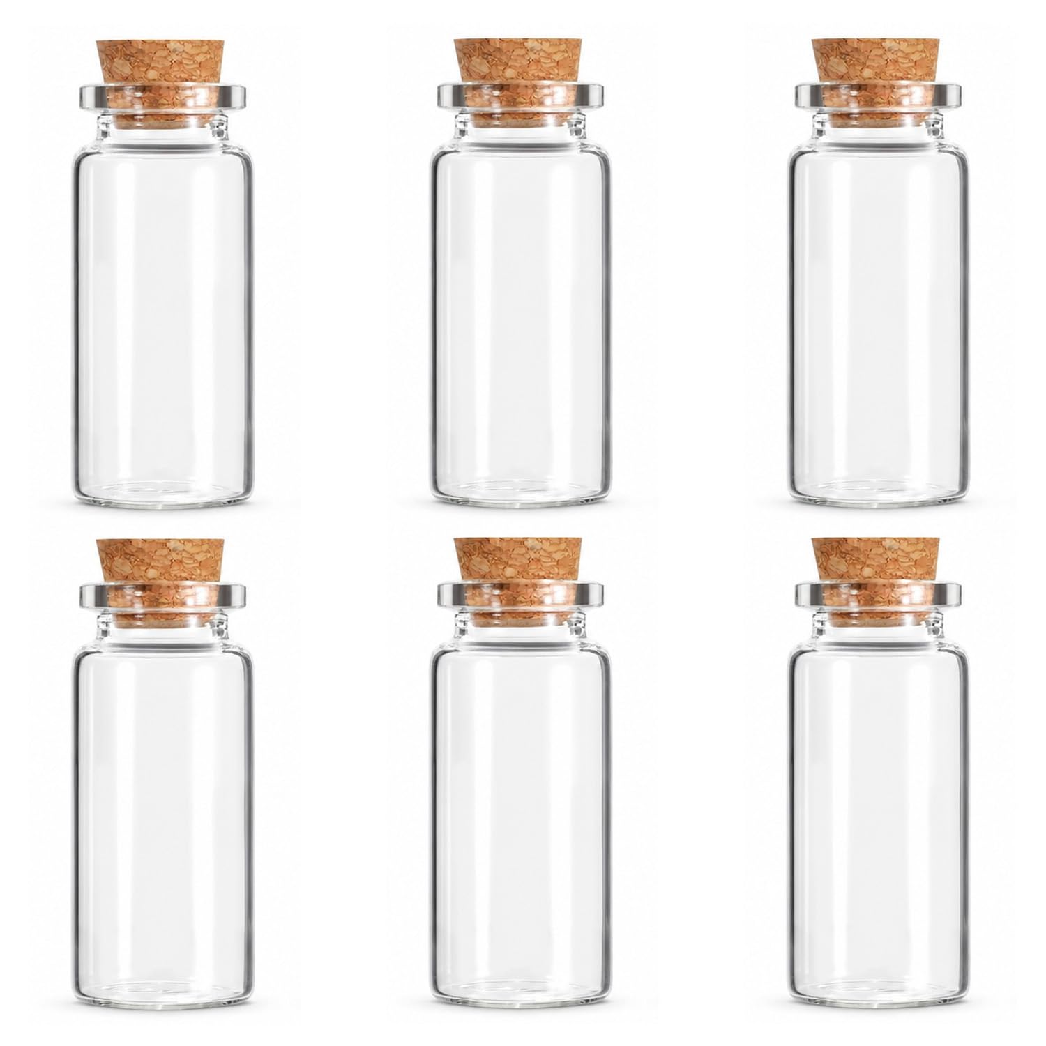 QZKJQDD 6 Pcs Small Glass Bottles, Small Glass Jars with Cork Stoppers,
