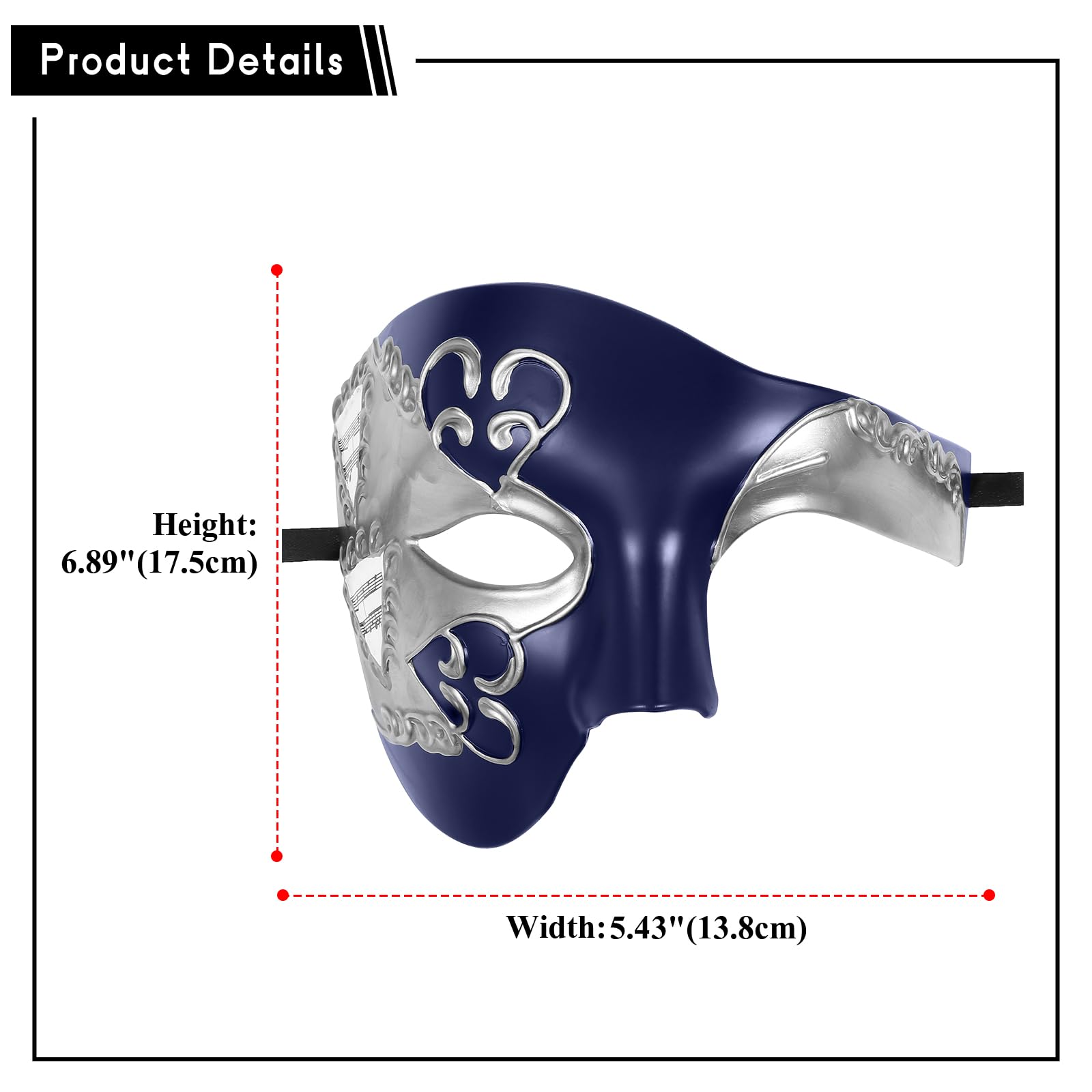 Oidea Masquerade Mask for Men: Vintage Phantom Of The Opera Mask Halloween Costume Prom Venetian Mardi Gras Half Face Party Masks Blue - Image 4