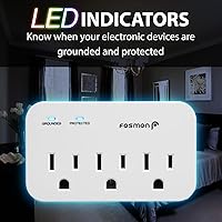 Vista 4 de Fosmon Protector contra sobretensiones para refrigerador, Protector contra sobretensiones para electrodomésticos de servicio pesado de 3 tomas