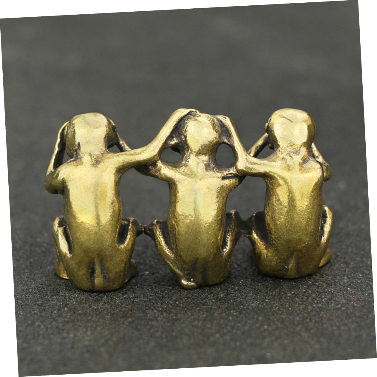 Hapivida Statues de 3 Singe en Laiton Ornements de Bureau Rétro 7.5×4.5cm, n'Écoutez Pas, ne Regardez Pas, ne Dites Pas 3 Significations, pour Collections d'Étagères de Bureau Maison
