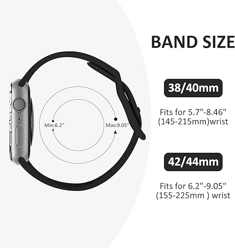 Miniatura 4 de ORIbox Compatible con correas de Apple Watch de 1.772 in, 1.732 in, 1.654 in, correa deportiva de silicona suave para iWatch Series SE 8, 7, 6, 5,
