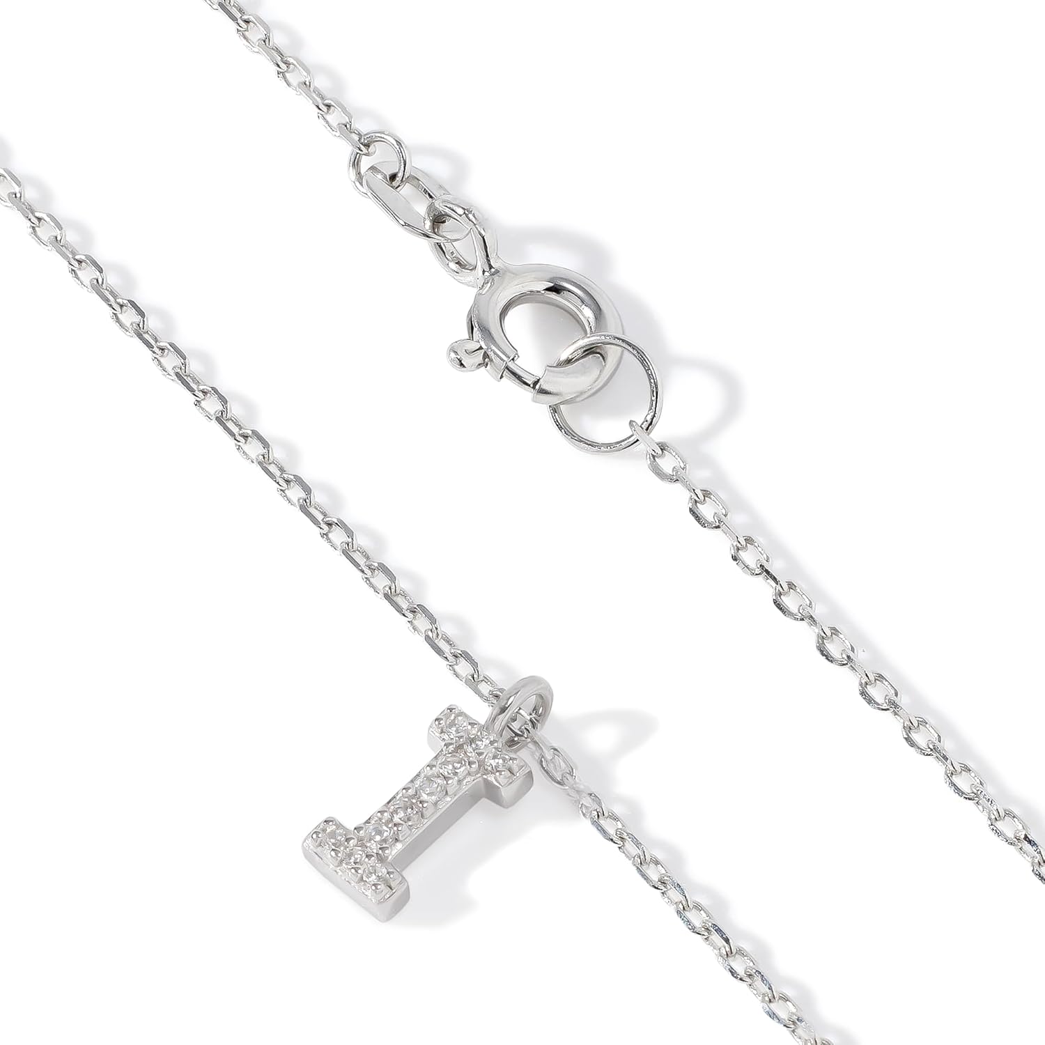 JTV Sterling Silver Initial Necklace for Women, 0.13 CTW White Cubic Zirconia Letter Pendant, Rhodium-Plated, Personalized Monogram Jewelry, Gift Box Included, 18” - Image 3