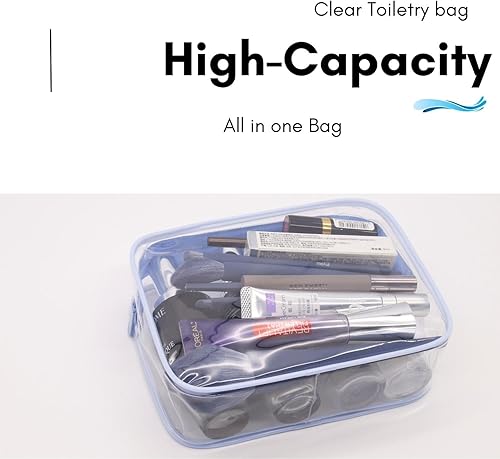 Miniatura 7 de Rocanza Bolsas de aseo aprobadas por la TSA  3 paquetes de bolsas de maquillaje transparentes tamaño cuarto de galón, bolsa de viaje transparente