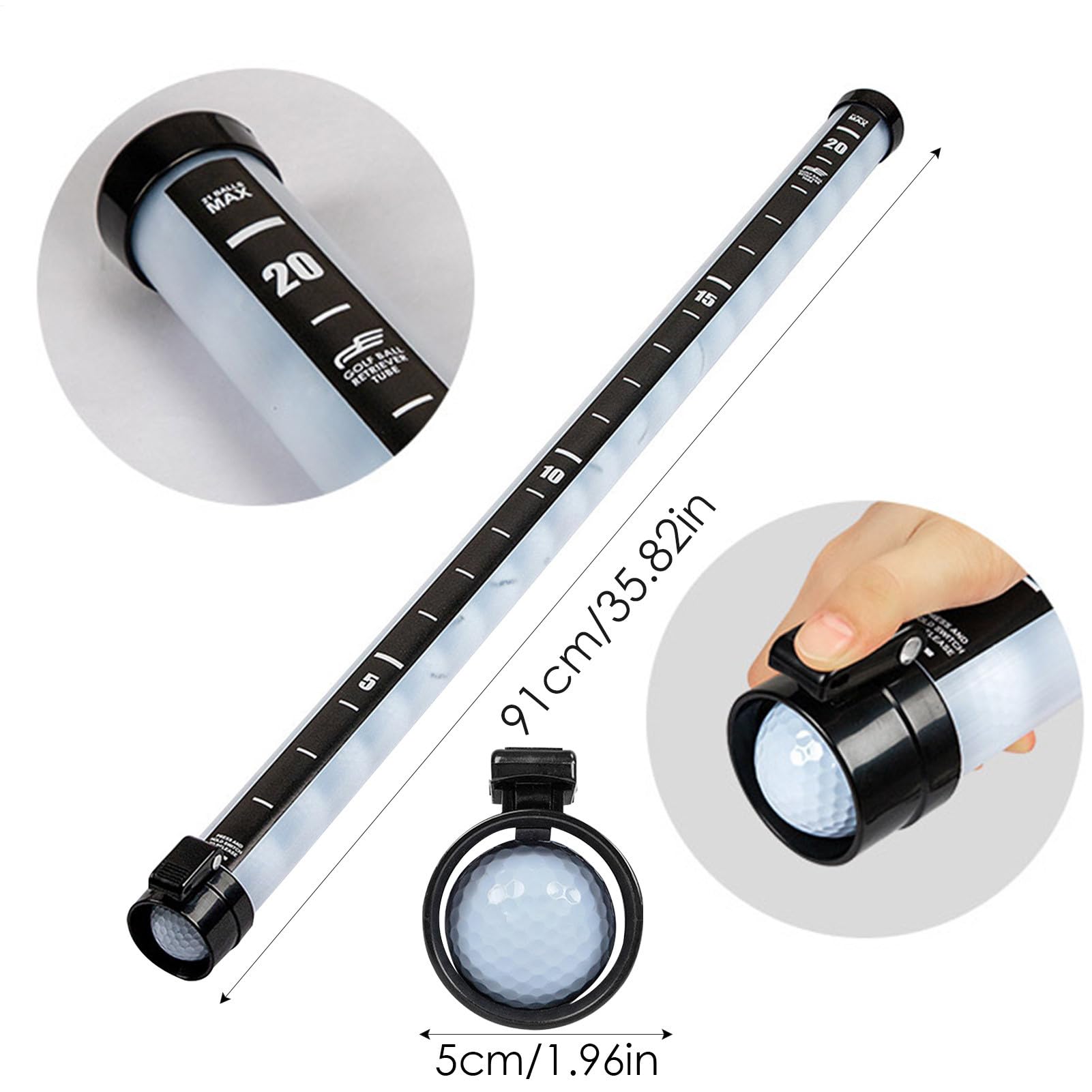 Lambo Golfball Sammelrohr Golfball Shagger Rohr Golfballrohr Picker, Golfball Aufnehmer Golfballpicker Shags Tube, Golfball Sammler Grabber Fasst 21 Bälle, Golfball Pick-up Stahlrohr-Retriever