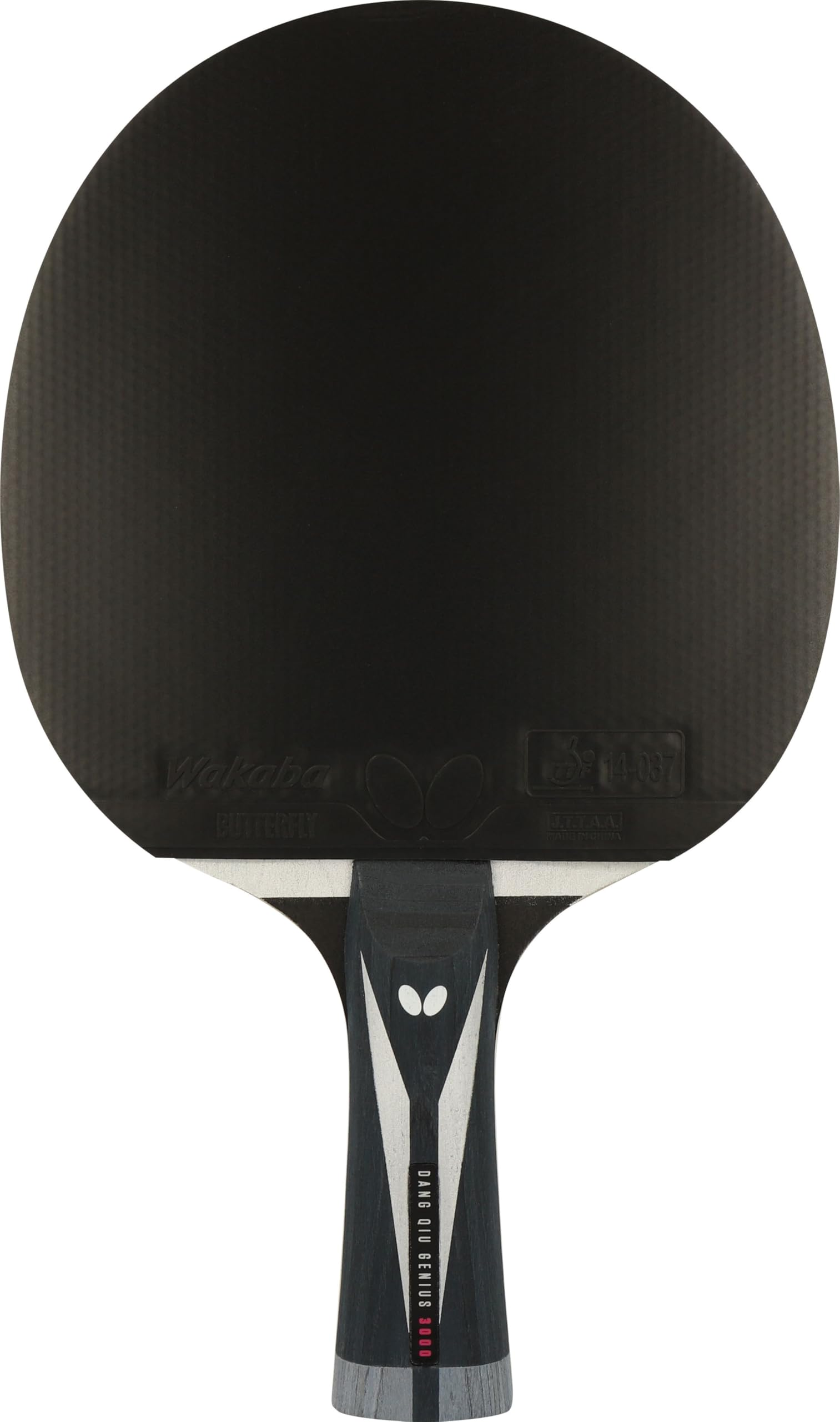 Butterfly® DANG QIU GENIUS 3000 Tischtennisschläger | Tischtennis Racket Bat | ITTF zugelassen | Ergo Grip & Shock-Absorber-Tube | 2,0 mm Wakaba Belag | konkave Griffform | für technisch fortgeschritt