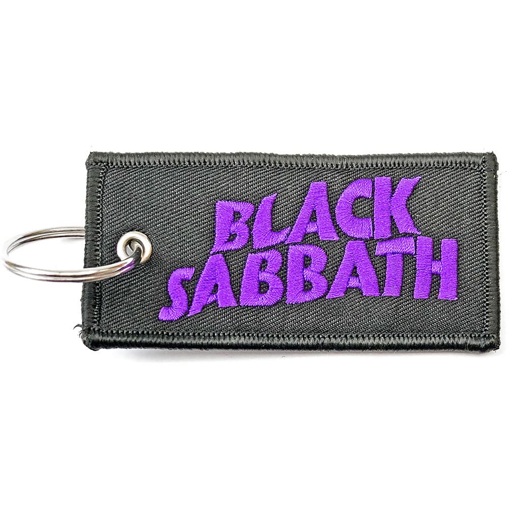 Black Sabbath Men's Black/Purple/Silver Sabbath Keyring Keychain Patch Wavy Band Logo Official