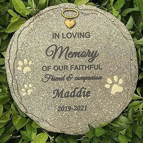 LAGGATTS Engraved Pet Memorial Garden Stone, Personalized Pet Grave Marker Tombstone Garden Stone, Indoor Outdoor Dog or Cat for Garden Backyard Marker Grave Tombstone