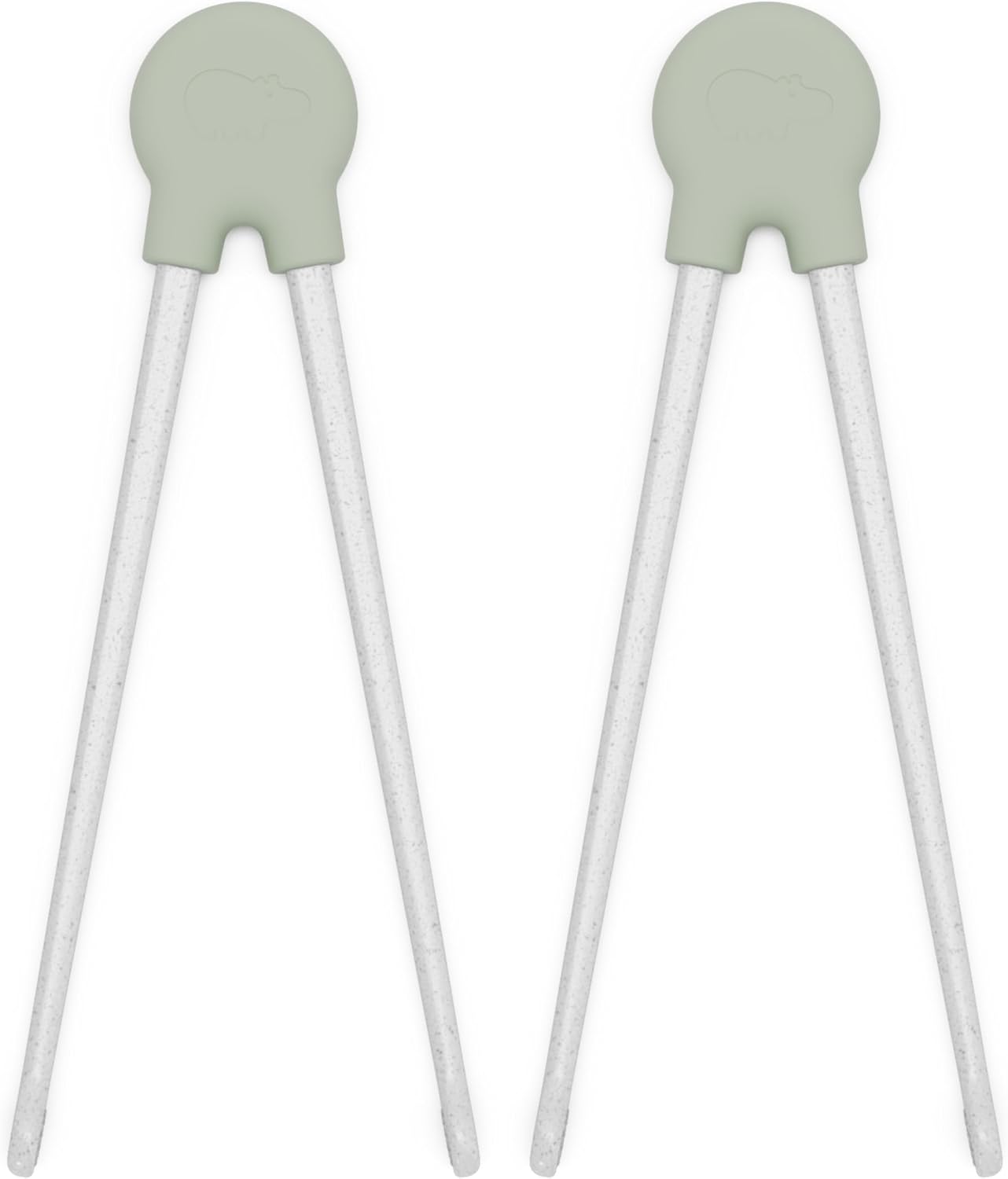 Lalo Chopsticks For Kids - Set of 2 Training Chopsticks Made of Silicone and Eco-Friendly Wheat Straw PP - Ages: 2 Years And Up - Easy to Clean & Dishwasher Safe - Sage