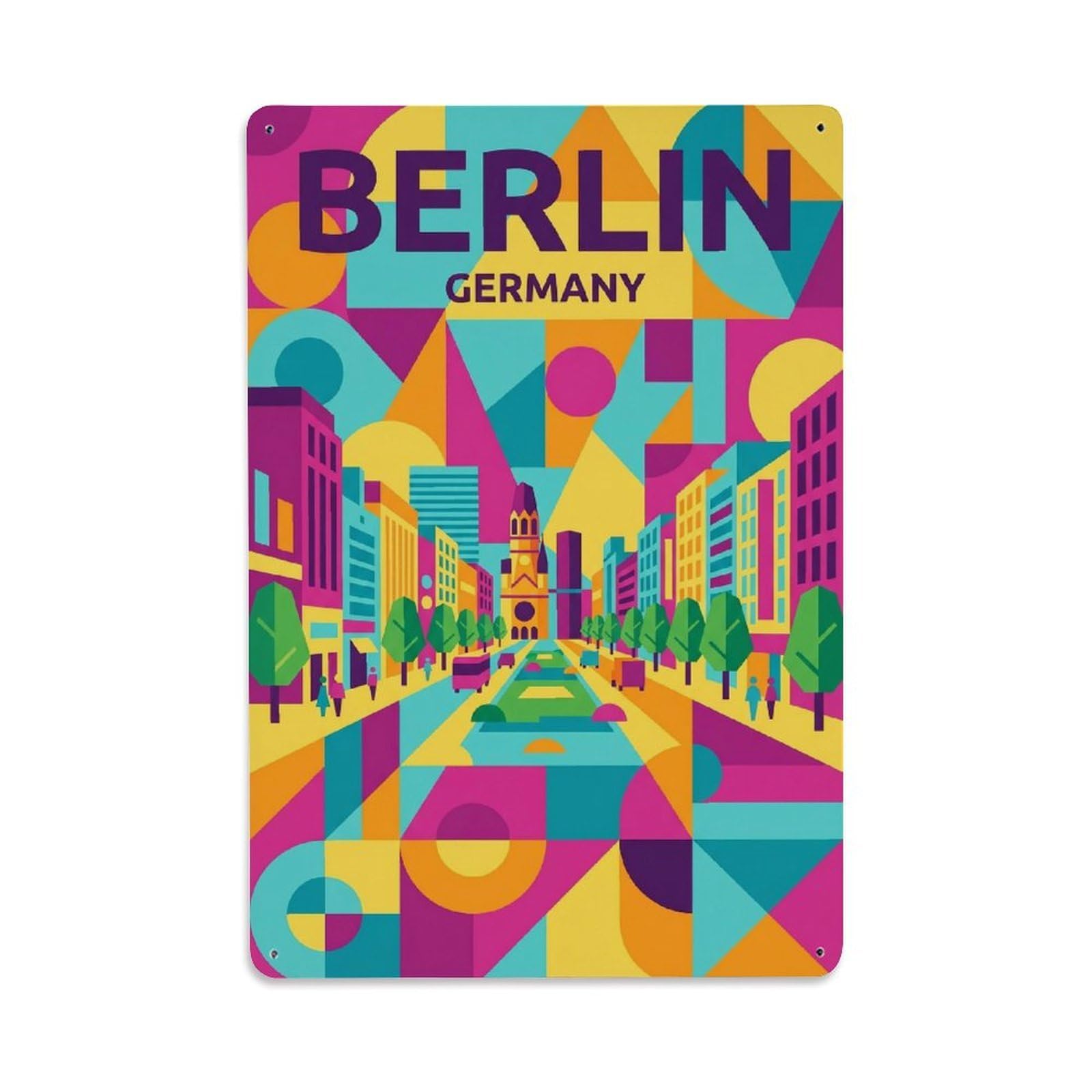 Gead 8X12inch Style Vintage Travel Berlin Germany Ambiance Metal Tin Sign