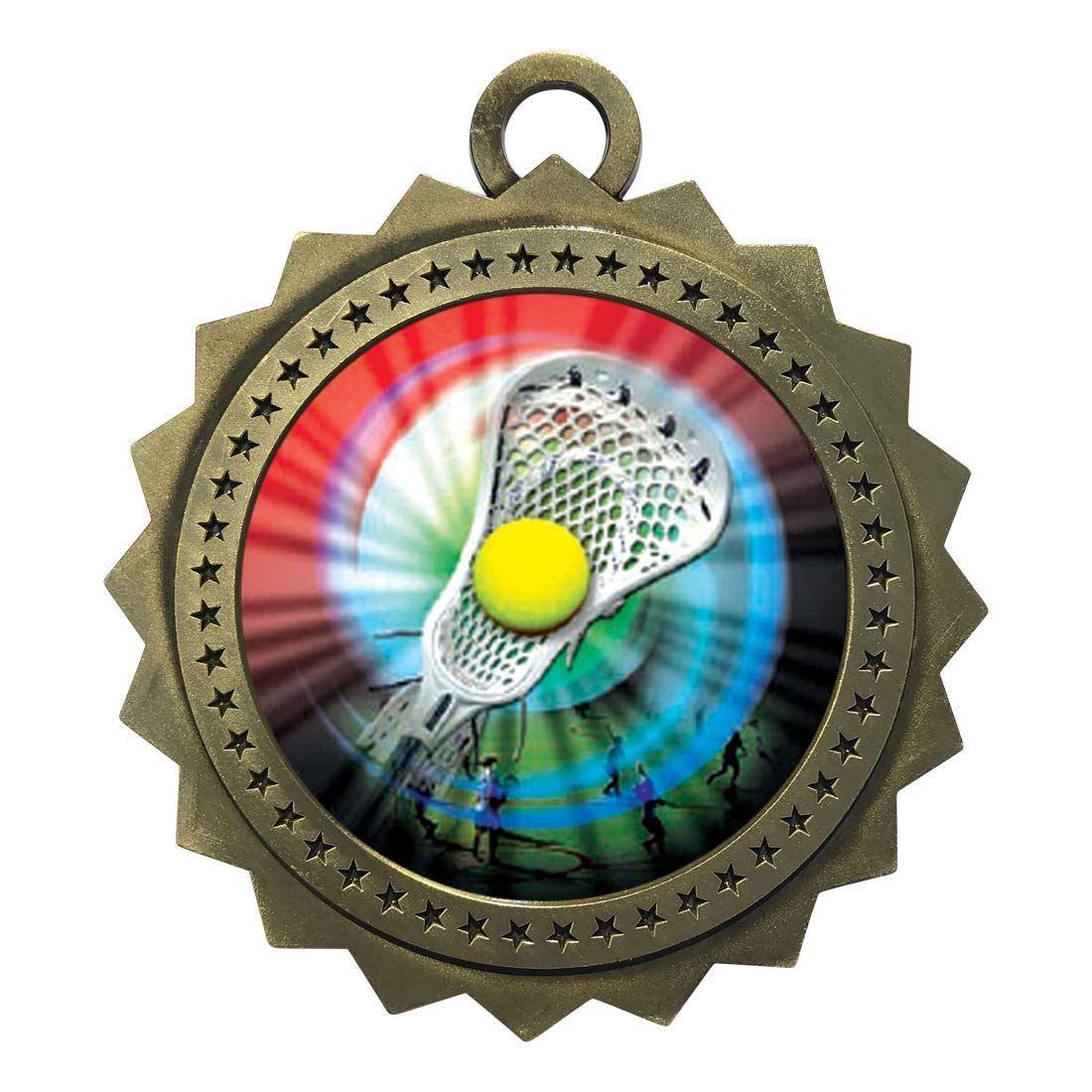 Lacrosse Gold Large 3 Inch Engraved Medals Trophy Award Personalized Free D03-MY431 1PK