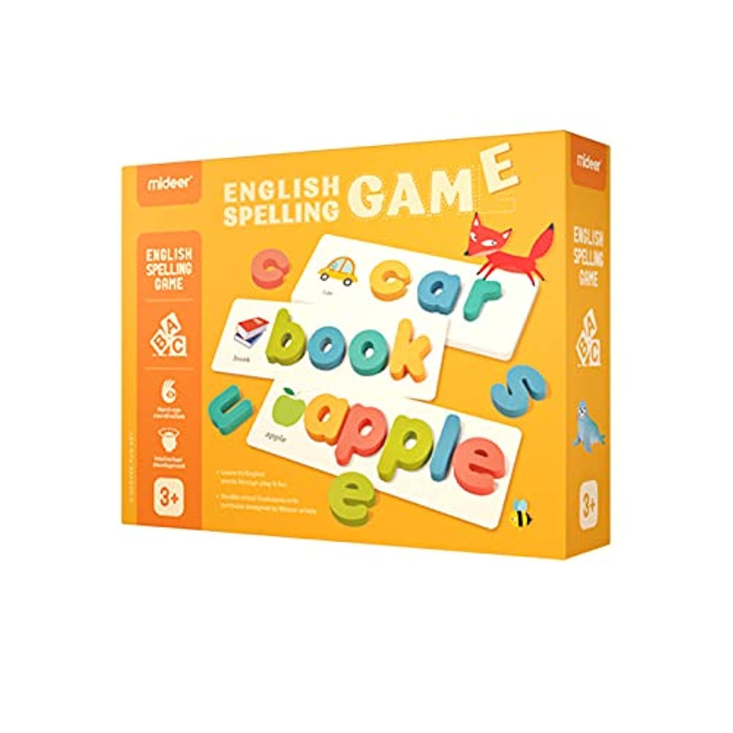 Mideer English Spelling Game for Kids 3-5 Year Olds, Wooden Alphabet Letters, Word Flash Cards, Gift Toy for 3 4 5 year old boys girls