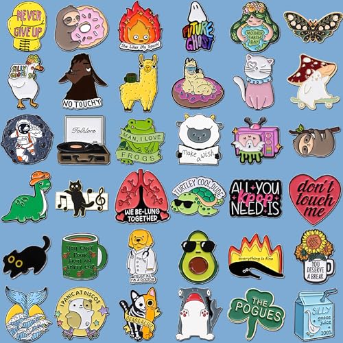20/40/50 PCS Cute Enamel Pins Bulk, Funny Backpack Pins Aesthetic Lapel Badge Pins Set Assorted Enamel Brooch Pins for Backpacks, Hats, Bags, Landyards3