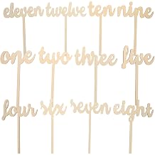 Tinksky 12pcs One-Twelve Wooden Table Numbers on Sticks for Wedding Party Decoration