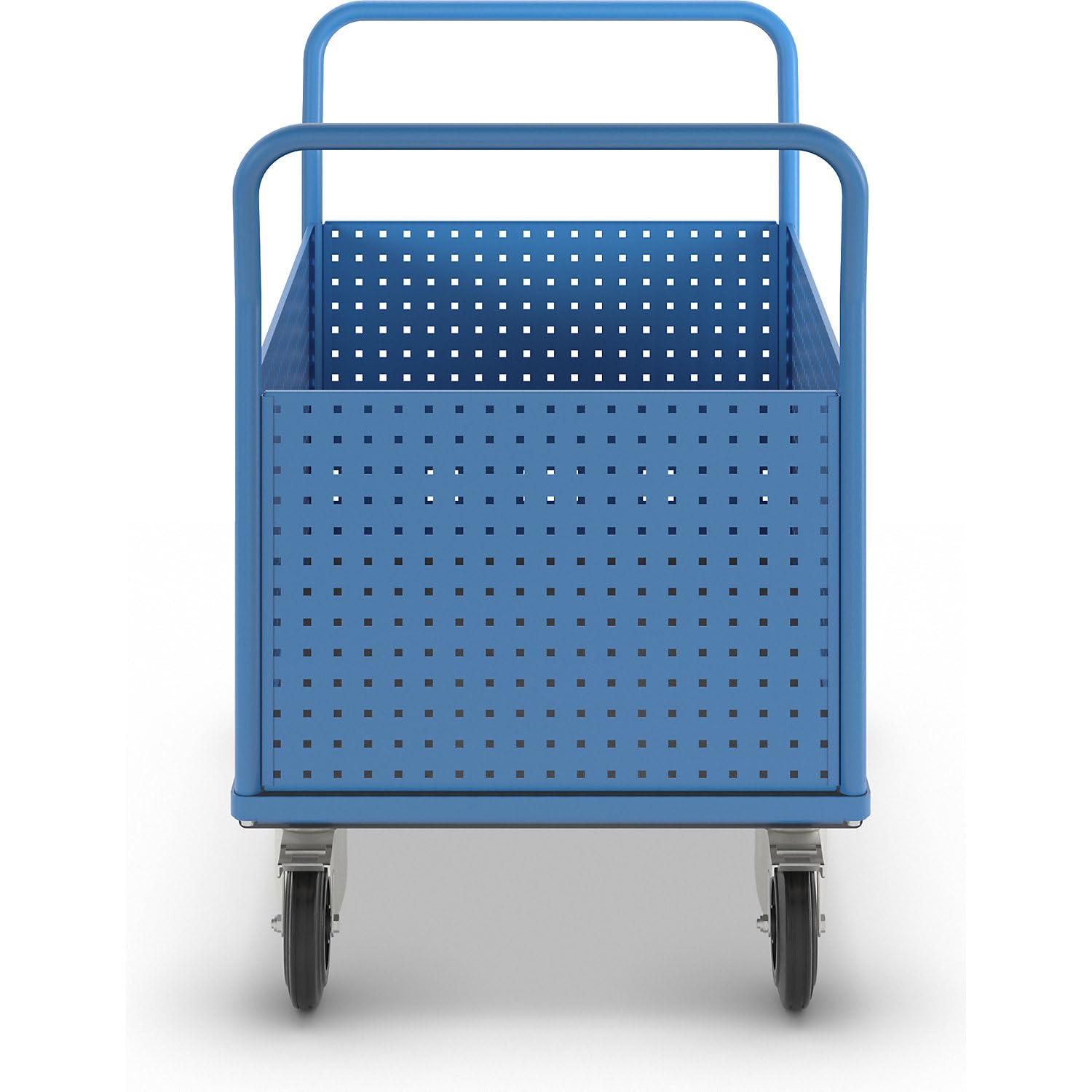 eurokraft pro | Plattformwagen | Mit 4 hohen Lochblechwänden, LxB 1250 x 800 mm, Vollgummi