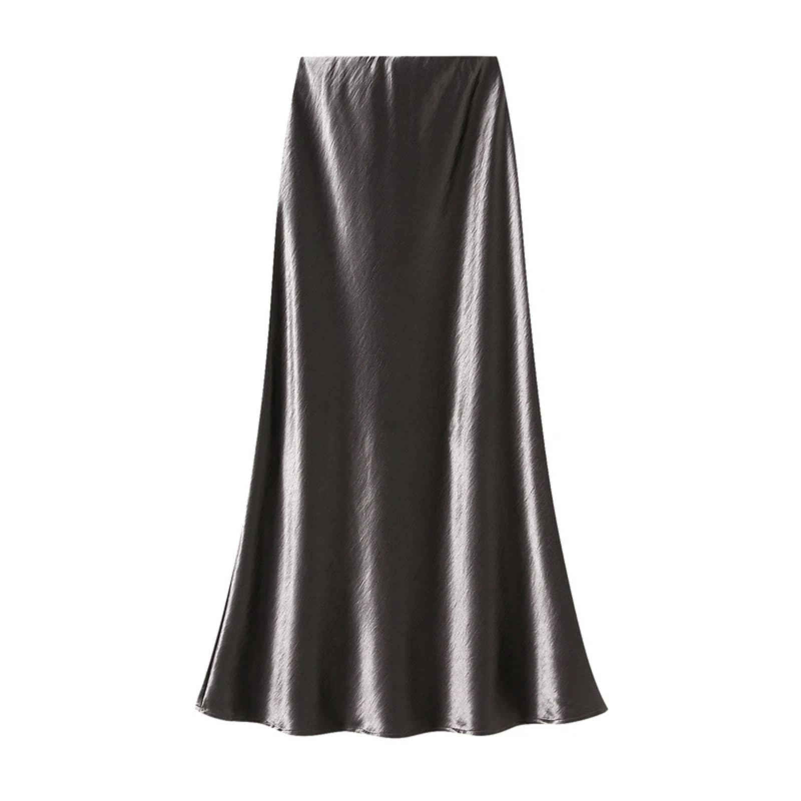 Falda Midi SATÉN Acetato Primavera Cola Pescado Mujer