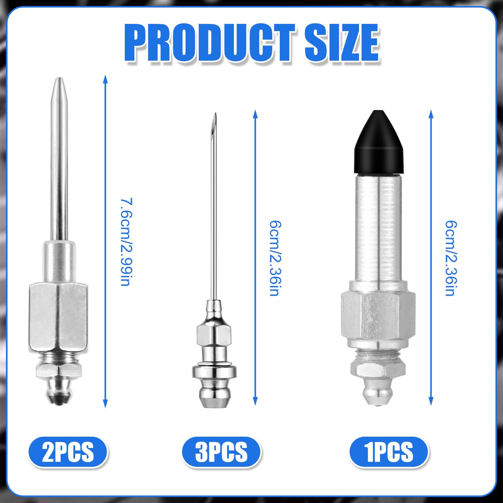 NQEUEPN 5pcs Kit Buse D'Aiguille Graisse, Acier Trempé Aiguille D'Injecteur Graisse Avec Distributeur D'Aiguille Graisse Outil Montage Injection Graisse Utilisé Dans Espaces Étroits Et Trous Profonds